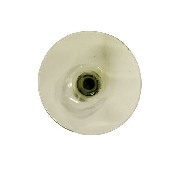 Pier 1 Clear Wine Glass With Green Stem & Base 9"x 3" - Picture 4 of 8